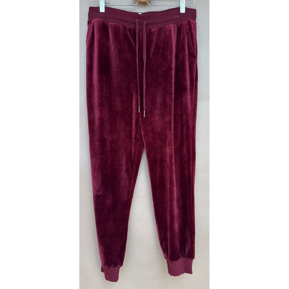 Cable & Gauge Womens M Burgundy Velour Pull On Pants Drawstring Pockets NEW TAGS